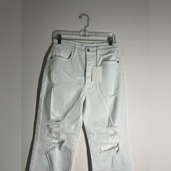 Cello NWT High Waist Ripped Wide White Jeans Size 7 - Picture 2 of 9